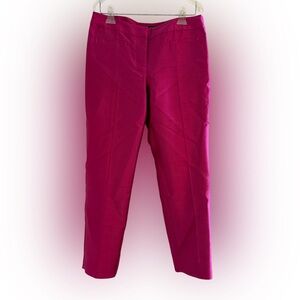 Talbots Petites Signature Silk Wool Shiny Hot Pink Ankle Dress Pants Size 8P